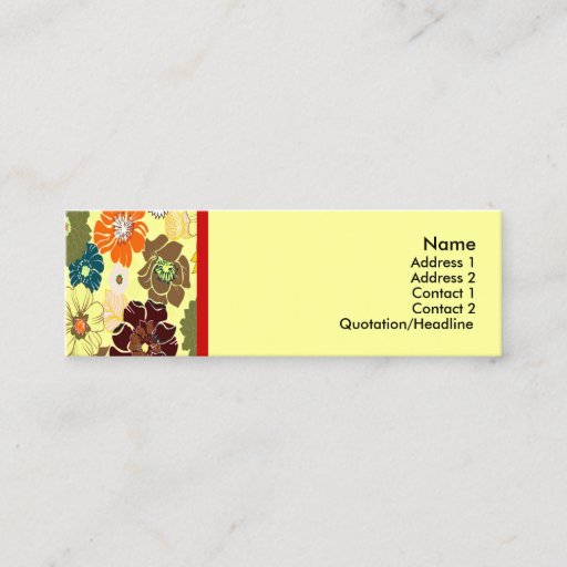 Customizable PixDezines alegre retro foral, DIY background Business Card Template