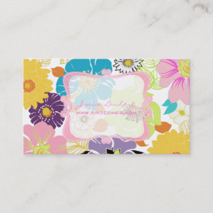 PixDezines alegre retro tropical flowers/DIY color Business Card