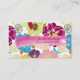 PixDezines alegre retro tropical flowers/DIY color Business Card