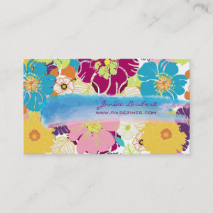 PixDezines alegre retro tropical flowers/DIY color Business Card