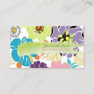 PixDezines alegre retro tropical flowers/DIY color Business Card