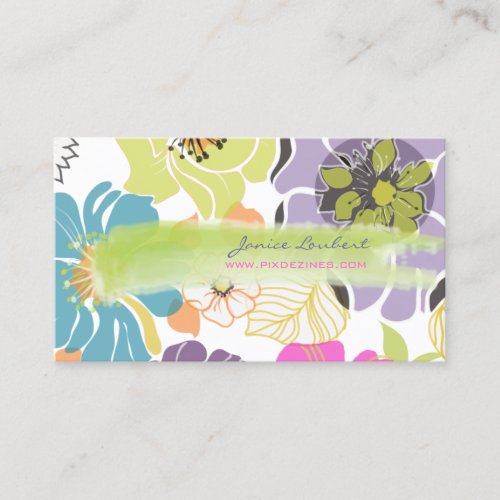 PixDezines alegre retro tropical flowersDIY color Business Card