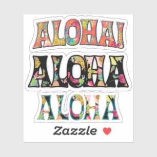 PixDezines Aloha, Black, Teal and Coral Sticker