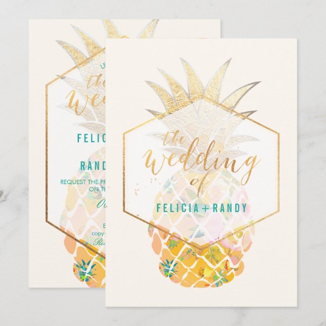PixDezines Aloha Hawaiian Pineapples/DIY Bckgrnd Invitation (Front/Back)