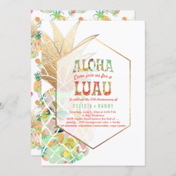 Pixdezines Aloha Hawaiian Pineapples/mint Green Invitation by custom_stationery at Zazzle