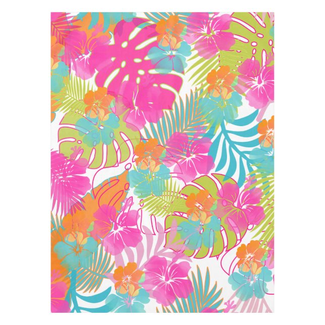 PixDezines Aloha Hibiscus/DIY background color Tablecloth (Front)