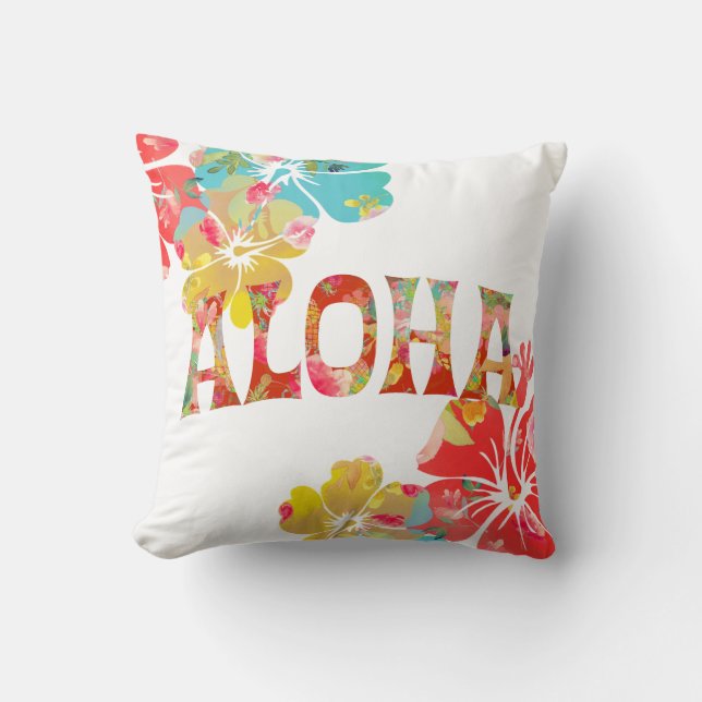 PixDezines Aloha Hibiscus|DIY Background Throw Pillow (Front)