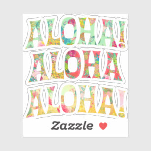 PixDezines Aloha, Mint, Coral+Golden Yellow Sticker
