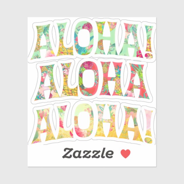 PixDezines Aloha, Mint, Coral+Golden Yellow Sticker (Sheet)