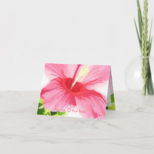 PixDezines Aloha/O hui hou/Pink Hibiscus Letterpress Thank You Card