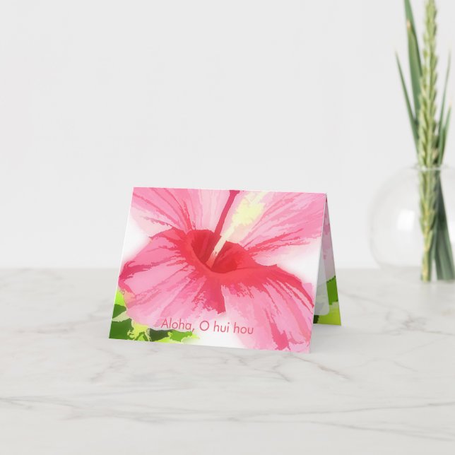 PixDezines Aloha/O hui hou/Pink Hibiscus Thank You Card (Front)