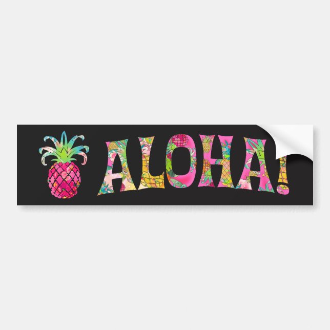 PixDezines Aloha Pineapple Bumper Sticker (Front)