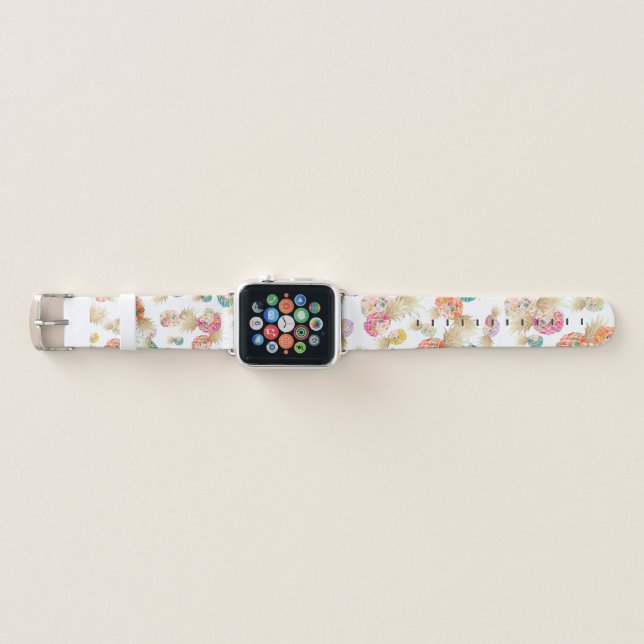 PIXDEZINES ALOHA PINEAPPLE FAUX GOLD FOIL APPLE WATCH BAND (Front)