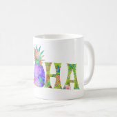 PixDezines Aloha Pineapple+Floral Watercolor Coffee Mug (Front Right)