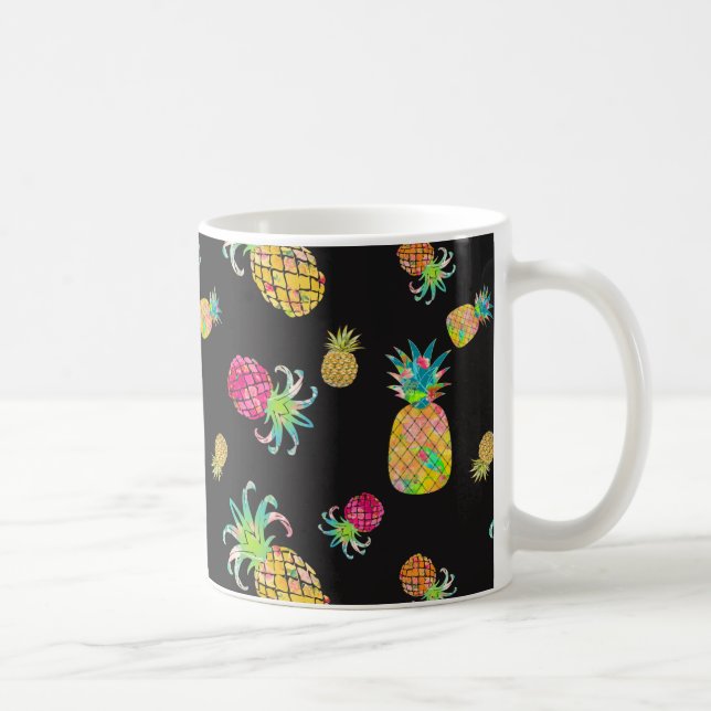 PixDezines Aloha Pineapple+Floral Watercolor Coffee Mug (Right)