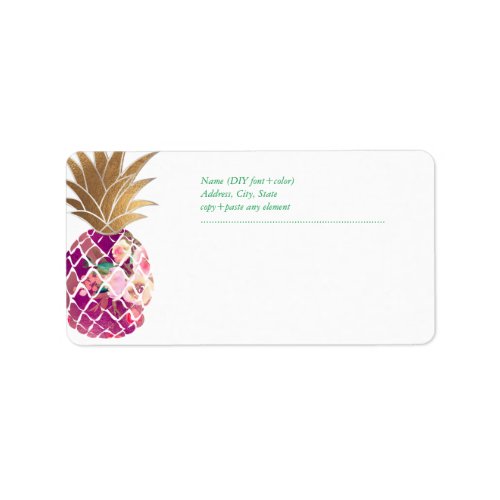 PixDezines Aloha PineappleFloral Watercolor Label