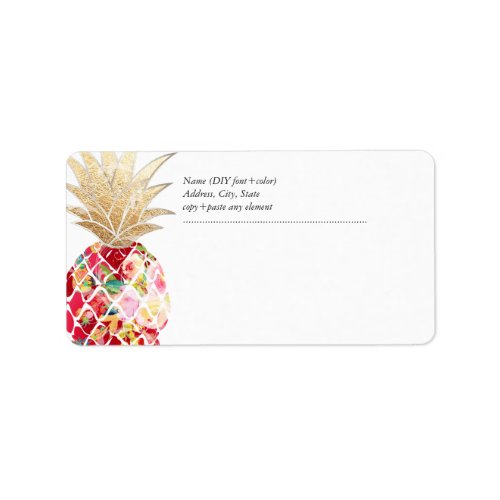 PixDezines Aloha PineappleFloral Watercolor Label