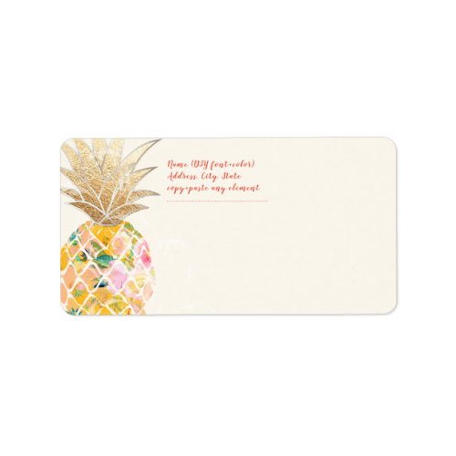 PixDezines Aloha PineappleFloral Watercolor Label
