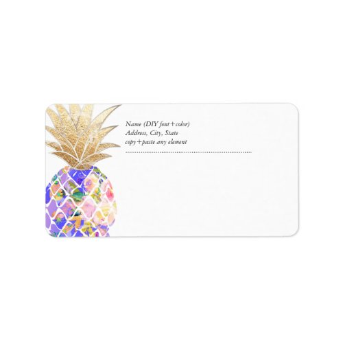 PixDezines Aloha PineappleFloral Watercolor Label