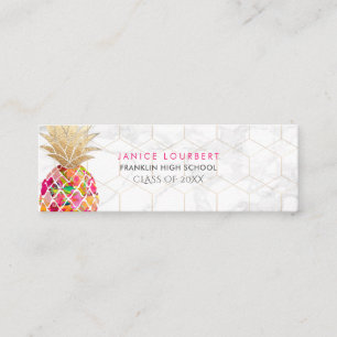 PixDezines ALOHA PINEAPPLE/HOT PINK/FAUX GOLD Calling Card