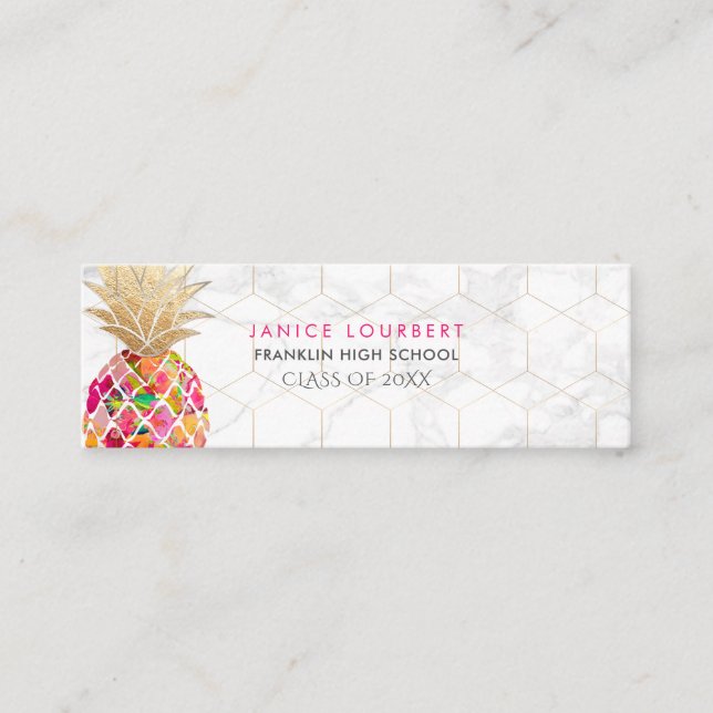 PixDezines ALOHA PINEAPPLE/HOT PINK/FAUX GOLD Calling Card (Front)