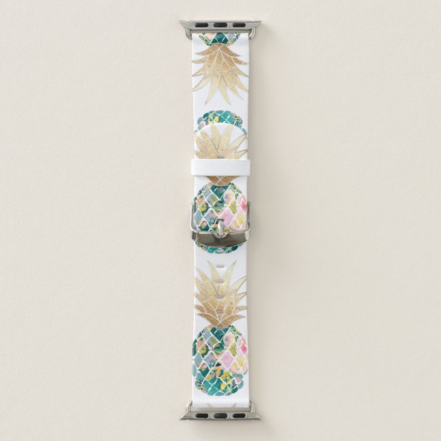 PIXDEZINES Aloha Pineapple, Teal Green Apple Watch Band (Band)