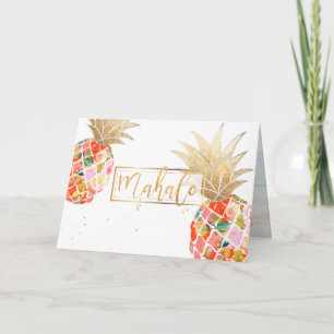 PixDezines Aloha Pineapples/Coral/Mahalo Letterpress Thank You Card