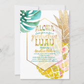 PixDezines Aloha Pineapples/Golden/Graduation Luau Invitation (Front)