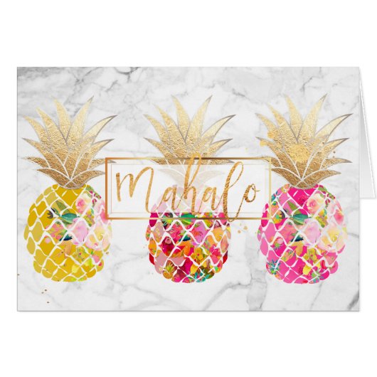 PixDezines Aloha Pineapples/Mahalo Cards (Front Horizontal)