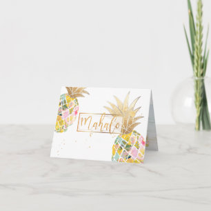 PixDezines Aloha Pineapples/Mahalo Letterpress Thank You Card