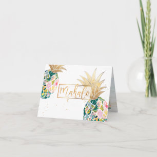 PixDezines Aloha Pineapples/Mahalo Letterpress Thank You Card