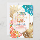 PixDezines Aloha Pineapples/Orange/Graduation Luau Invitation (Front)