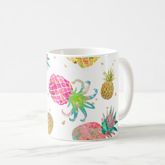 PixDezines Aloha Pineapples Pattern Coffee Mug (Front Right)