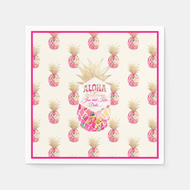 PixDezines Aloha Pineapples/Pink/DIY background Napkins (Front)