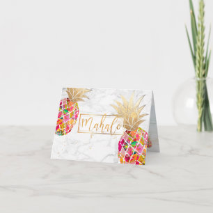 PixDezines Aloha Pineapples/Pink/Mahalo Letterpress Thank You Card
