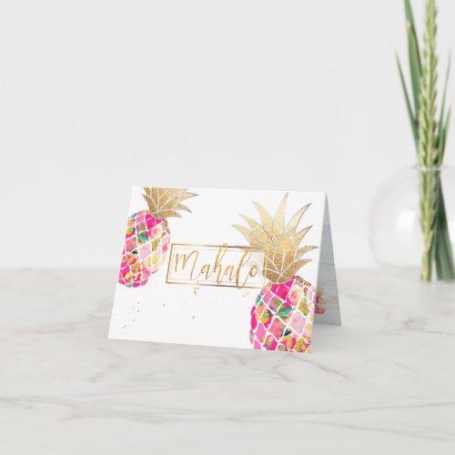 PixDezines Aloha PineapplesPinkMahalo Thank You Card