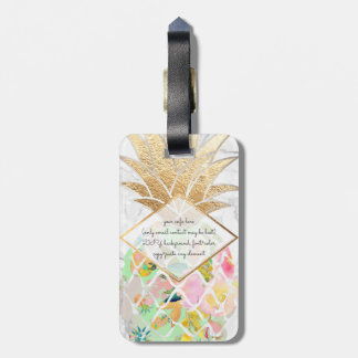 PixDezines Aloha Pineapples+White Marble Luggage Tag