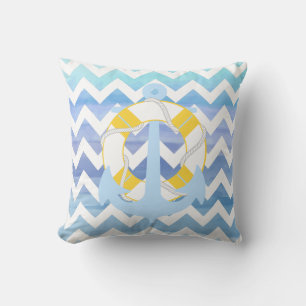 PixDezines anchor/nautical/chevron/watercolor Throw Pillow