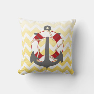 PixDezines anchor/nautical/chevron/watercolor Throw Pillow