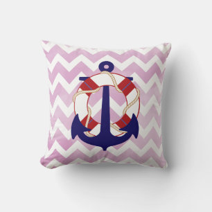 PixDezines anchor/nautical/chevron/watercolor Throw Pillow
