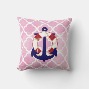PixDezines anchor/nautical/moroc/watercolor Throw Pillow