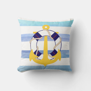 PixDezines anchor/nautical/ocean/wave/watercolor Throw Pillow