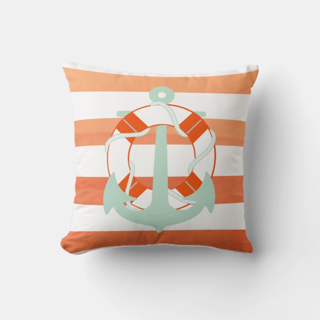 PixDezines anchor/nautical/ocean/wave/watercolor Throw Pillow (Front)