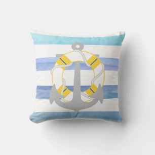 PixDezines anchor/nautical/ocean/wave/watercolor Throw Pillow
