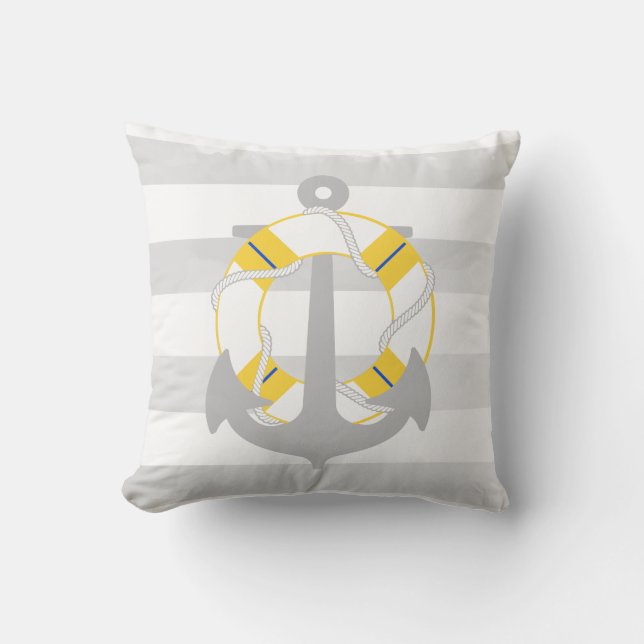 PixDezines anchor/nautical/ocean/wave/watercolor Throw Pillow (Front)