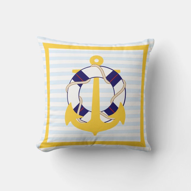 PixDezines anchors/lifesavers/nautical Throw Pillow (Front)