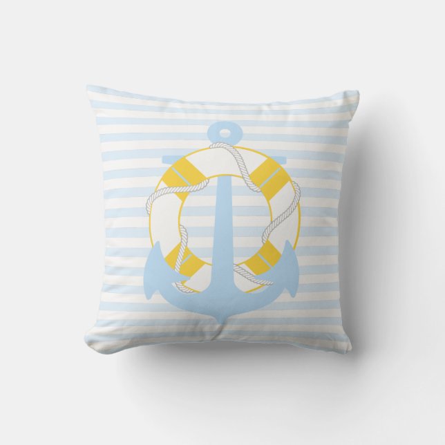 PixDezines anchors/lifesavers/nautical Throw Pillow (Front)