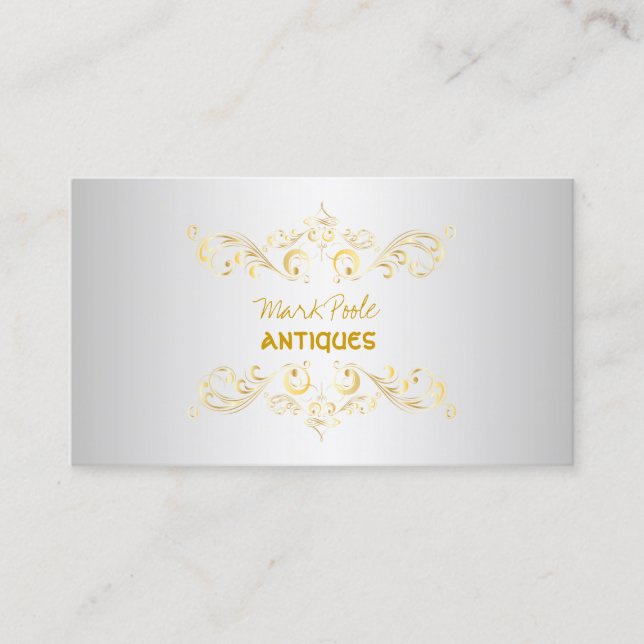 PixDezines Antique Scrolls/Faux Gold Filigree Business Card (Front)