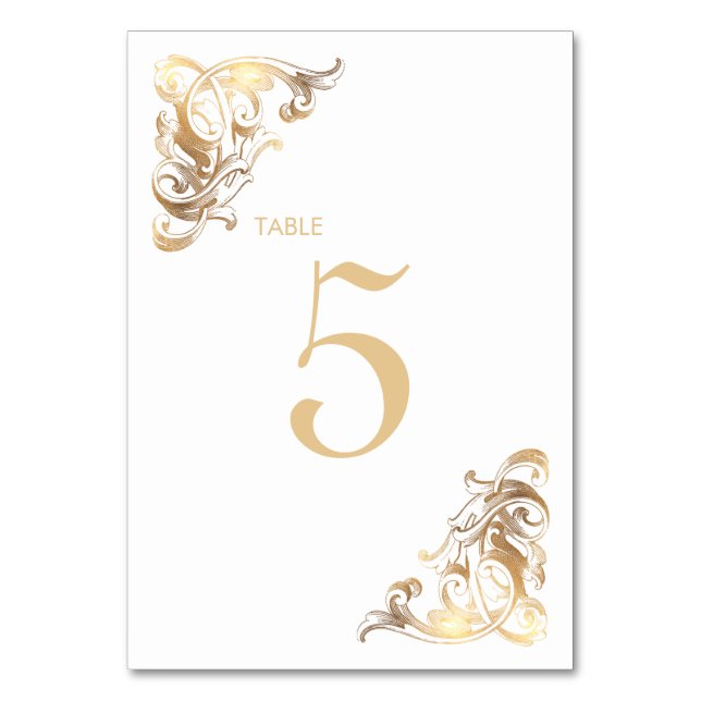 PixDezines Antique Scrolls/Faux Gold/Table No. Table Number (Front)