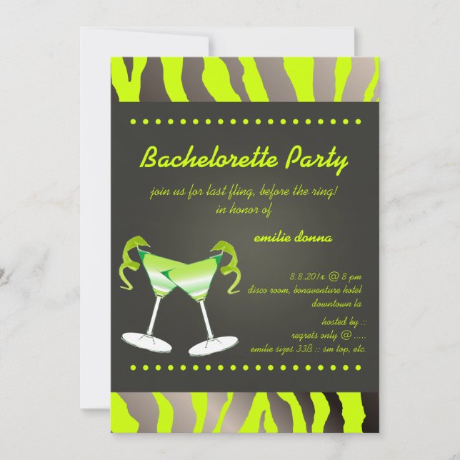 PixDezines apple martini Bachelorette Party Invitation (Front)